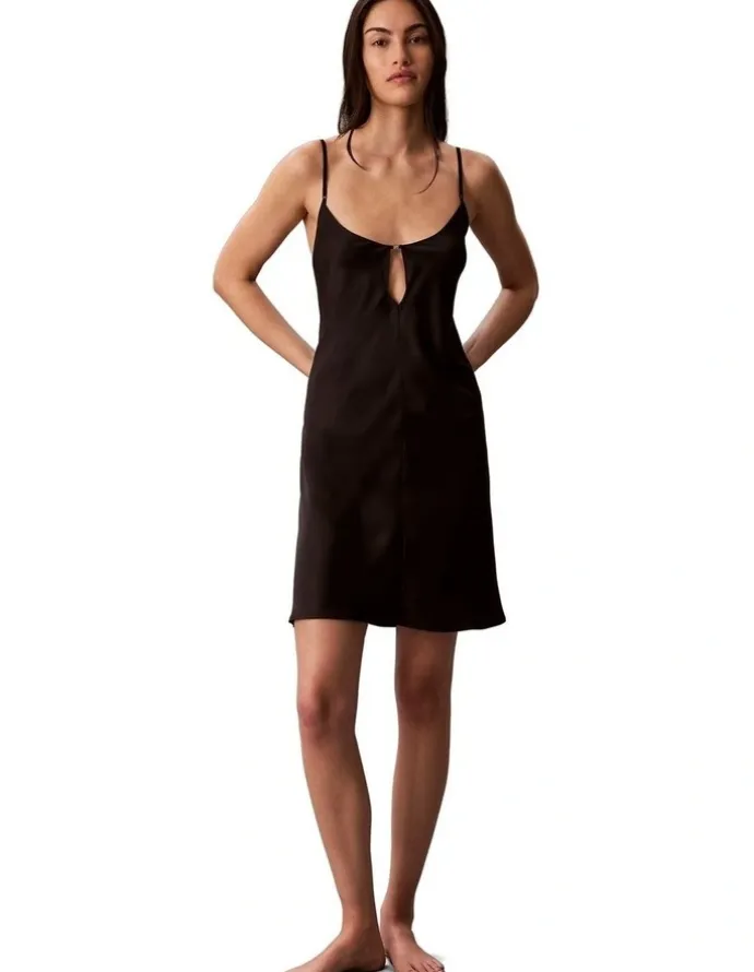 Calvin Klein Sheen Satin Chemise in Black