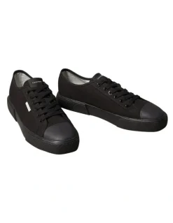 Calvin Klein Vulc Laceup Canvas Sneakers in Triple Black