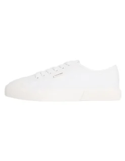 Calvin Klein Vulc Laceup Canvas Trainer Shoes in Triple Bright White