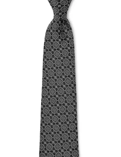Cambridge Astrolabe Silk Tie In Black & White