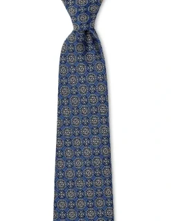Cambridge Double Foulard Silk Tie In Blue