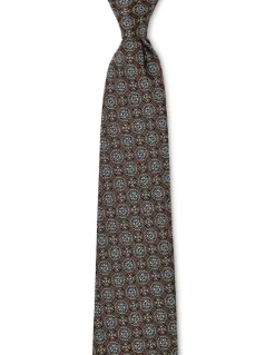 Cambridge Double Foulard Silk Tie In Chocolate