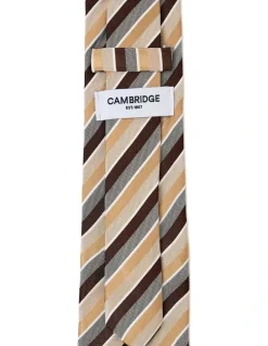 Cambridge Grosgrain Stripe Silk Tie In Taupe