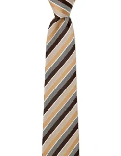 Cambridge Grosgrain Stripe Silk Tie In Taupe