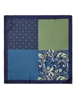 Cambridge Lattice 4-Way Silk Pocket Square in Olive