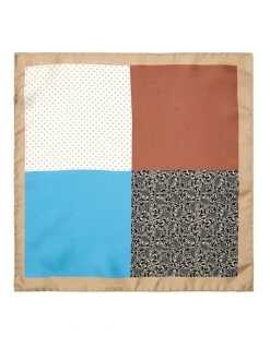 Cambridge Neat Paisley 4-Way Silk Pocket Square in Coffee