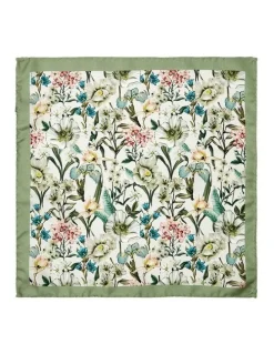 Cambridge Poppies And Irises Silk Pocket Square in Sage