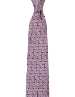 Cambridge Quatrefoil Foulard Silk Tie In Pink