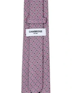 Cambridge Quatrefoil Foulard Silk Tie In Pink