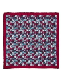 Cambridge Quilt Squareuares Silk Pocket Square in Bordeaux