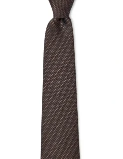 Cambridge Textured Stripe Silk Tie In Chocolate
