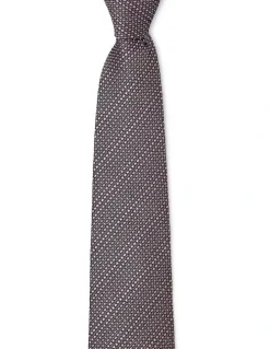 Cambridge Textured Stripe Silk Tie In Mauve
