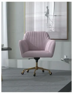 Casa Decor Arles Velvet Adjustable Office Chair in Blush
