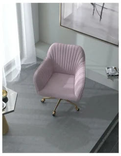 Casa Decor Arles Velvet Adjustable Office Chair in Blush