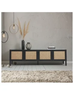 Casa Decor Casa Decor Rattan Entertainment Unit in Black