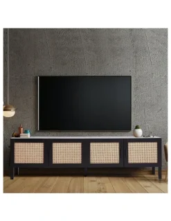 Casa Decor Casa Decor Rattan Entertainment Unit in Black