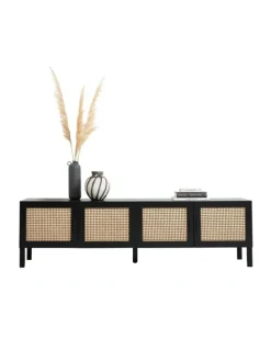 Casa Decor Casa Decor Rattan Entertainment Unit in Black