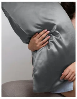Casa Decor Luxury Satin Pillowcases Twin Pack in Charcoal