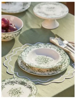 Casa Domani Rosetta Coupe Dinner Set 12 Piece in Antique Green