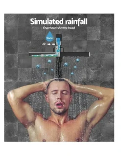 Cefito 8 inch Rain Shower Head Square with Mixer Tap in Black
