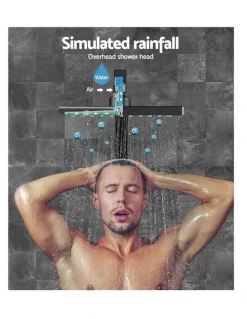 Cefito 8 Inch Wall Arm Square High Pressure Rain Shower Head in Black