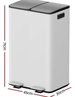 Cefito Pedal Bins Rubbish Bin Dual Compartment Waste Recycle Dustbins 60L