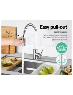 Cefito Pull-out Mixer Tap in Silver