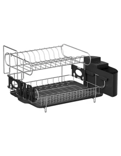 Cefito 2 Tiers Dish Rack in Silver/Black