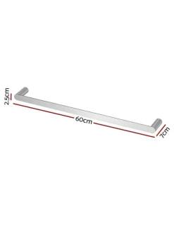 Cefito Towel Rail Rack Holder Single 600mm Wall Mounted Stainless Steel Silver