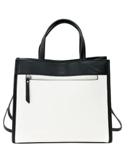Cellini Sport Deborah Satchel Bag in White/Black