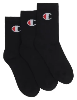 Champion Legacy Crew Socks 3 Pack in Black