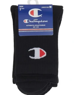 Champion Legacy Crew Socks 3 Pack in Black