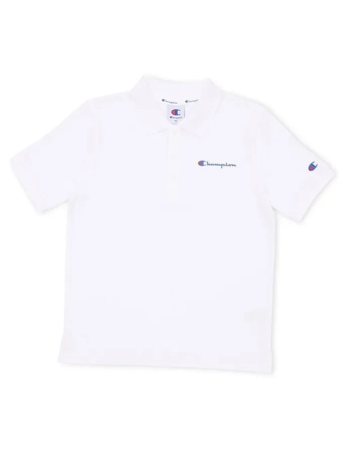 Champion Script Pique Polo T-shirt in White