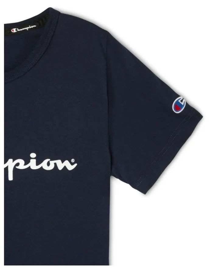Champion Script Short Sleeve Tee in Navy