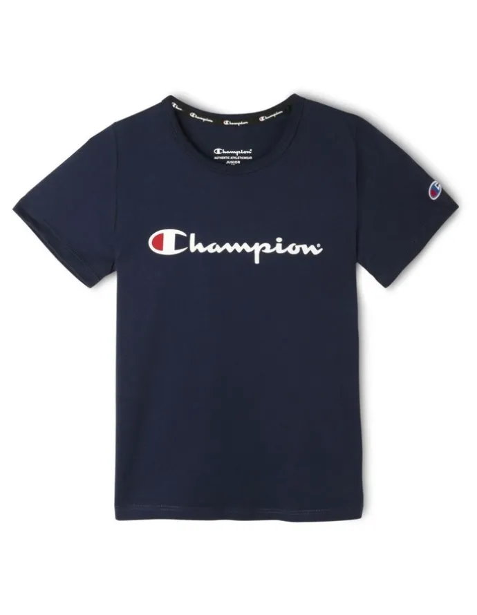 Champion Script Short Sleeve Tee in Navy