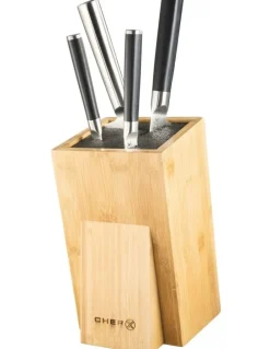 ChefX Universal Bamboo Knife Block Square in Natural