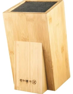 ChefX Universal Bamboo Knife Block Square in Natural
