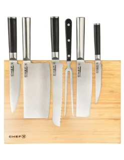ChefX Universal Bamboo Magnetic Knife Stand in Natural Wood