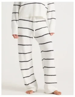 Chloe & Lola Cosy Boucle Straight Leg Pant in Ivory Y/D Stripe