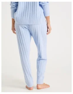 Chloe & Lola Cosy Boucle Wide Rib Cuffed Pant in Soft Blue