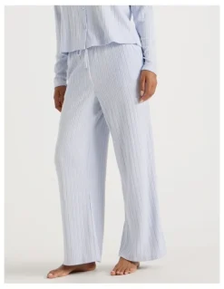 Chloe & Lola Cosy Rib Wide Leg Pant in Soft Blue