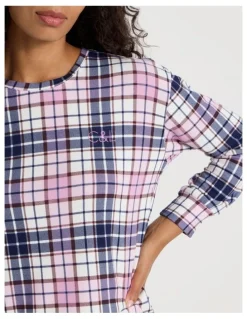 Chloe & Lola Cosy Supersoft Long Sleeve Top in White Cabin Check Print