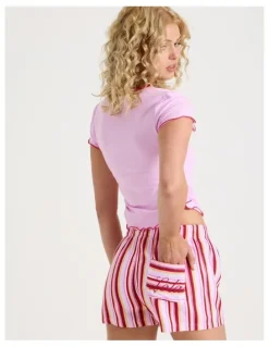 Chloe & Lola Lola Flannelette Boxer Short in Sweet Stripe Print