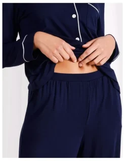 Chloe & Lola Pure Comfort Bamboo Long Pyjama Set in Navy
