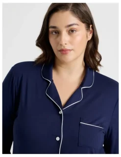 Chloe & Lola Pure Comfort Bamboo Long Pyjama Set in Navy
