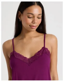 Chloe & Lola Pure Comfort Lace Cami Boxer PJ Set in Berry