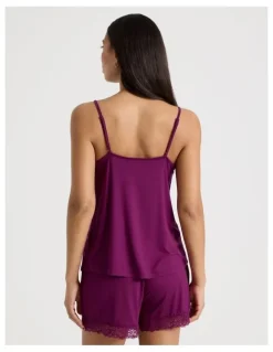 Chloe & Lola Pure Comfort Lace Cami Boxer PJ Set in Berry