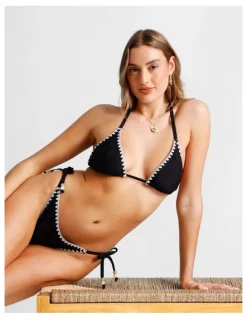 Chloe & Lola Rosie Crochet Bikini Top in Black/Ecru