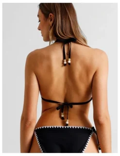 Chloe & Lola Rosie Crochet Bikini Top in Black/Ecru