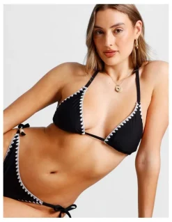 Chloe & Lola Rosie Crochet Bikini Top in Black/Ecru